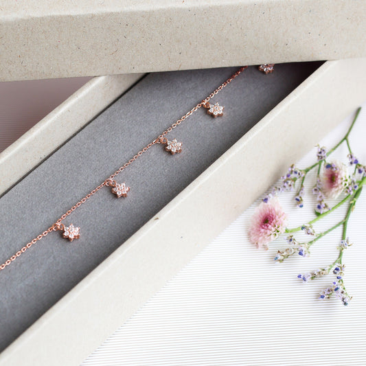 Silver Rose Gold Plated Bracelet with Stars