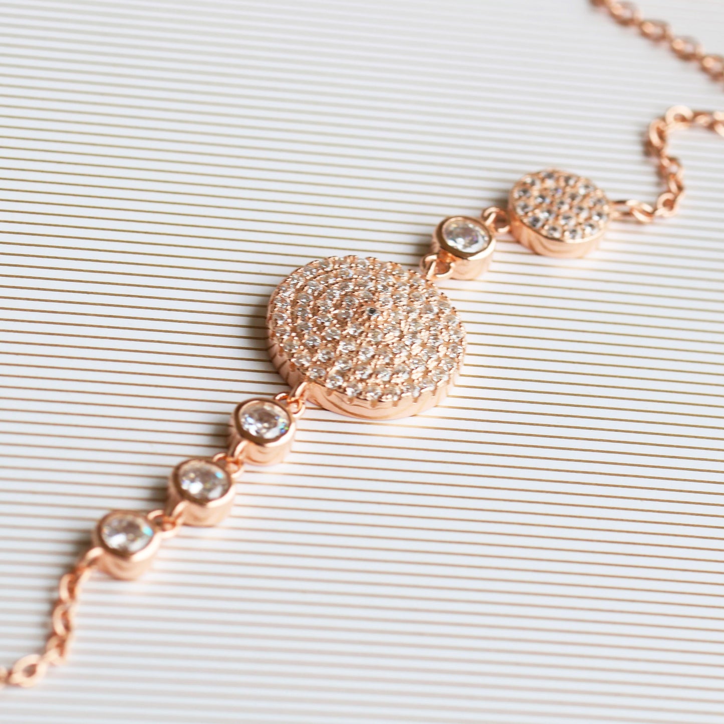 Cubic Zirconia Rose Gold Plated Bracelet