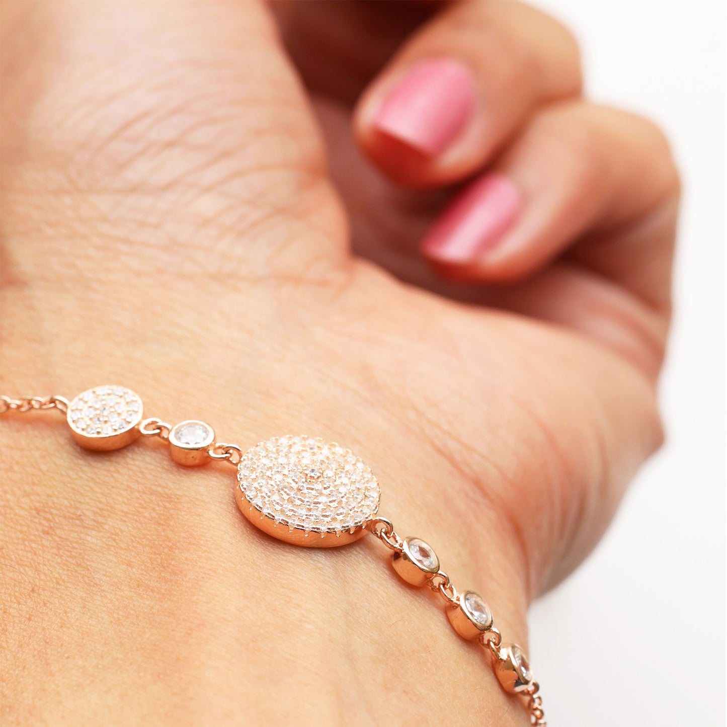 Cubic Zirconia Rose Gold Plated Bracelet