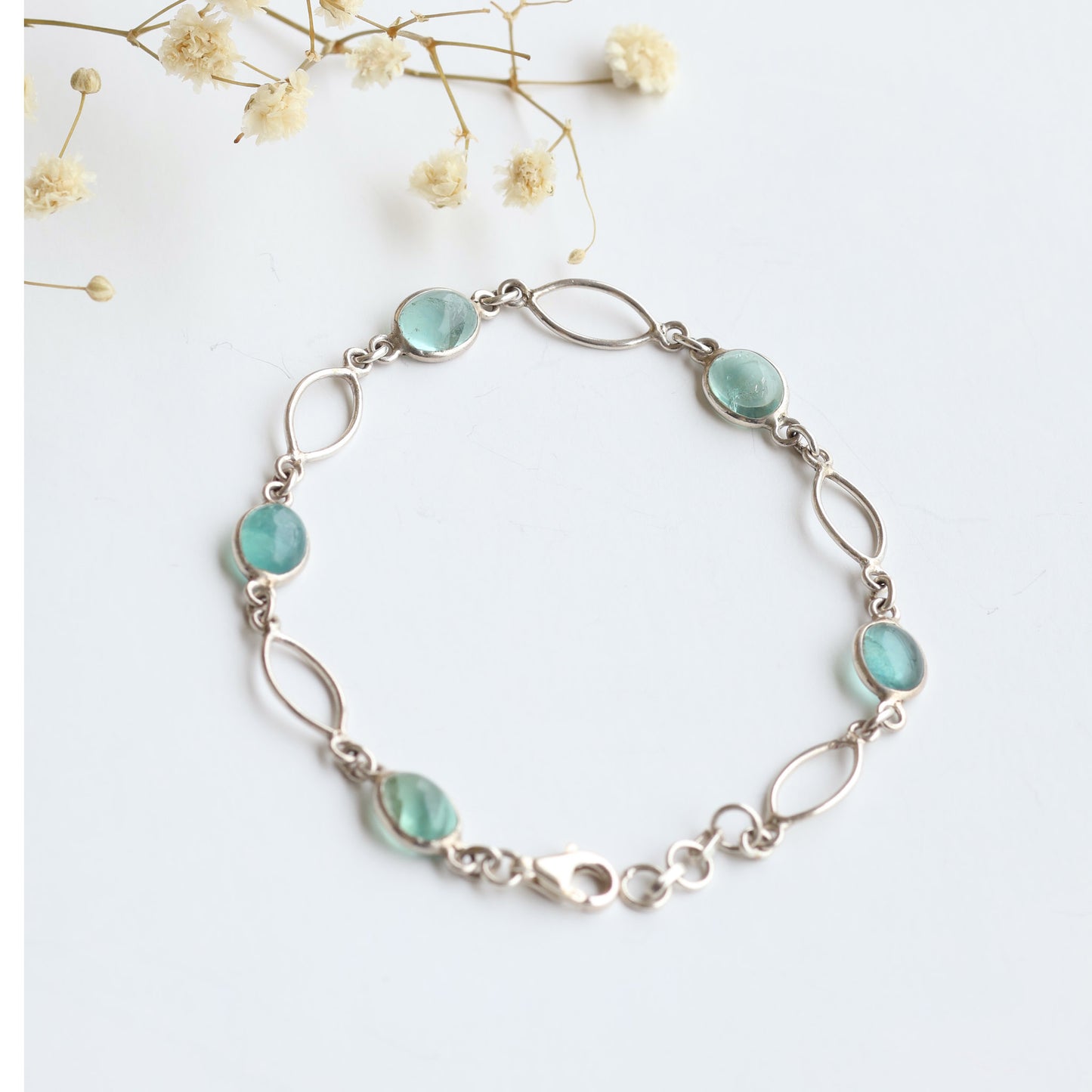 Dainty Silver Aquamarine Bracelet