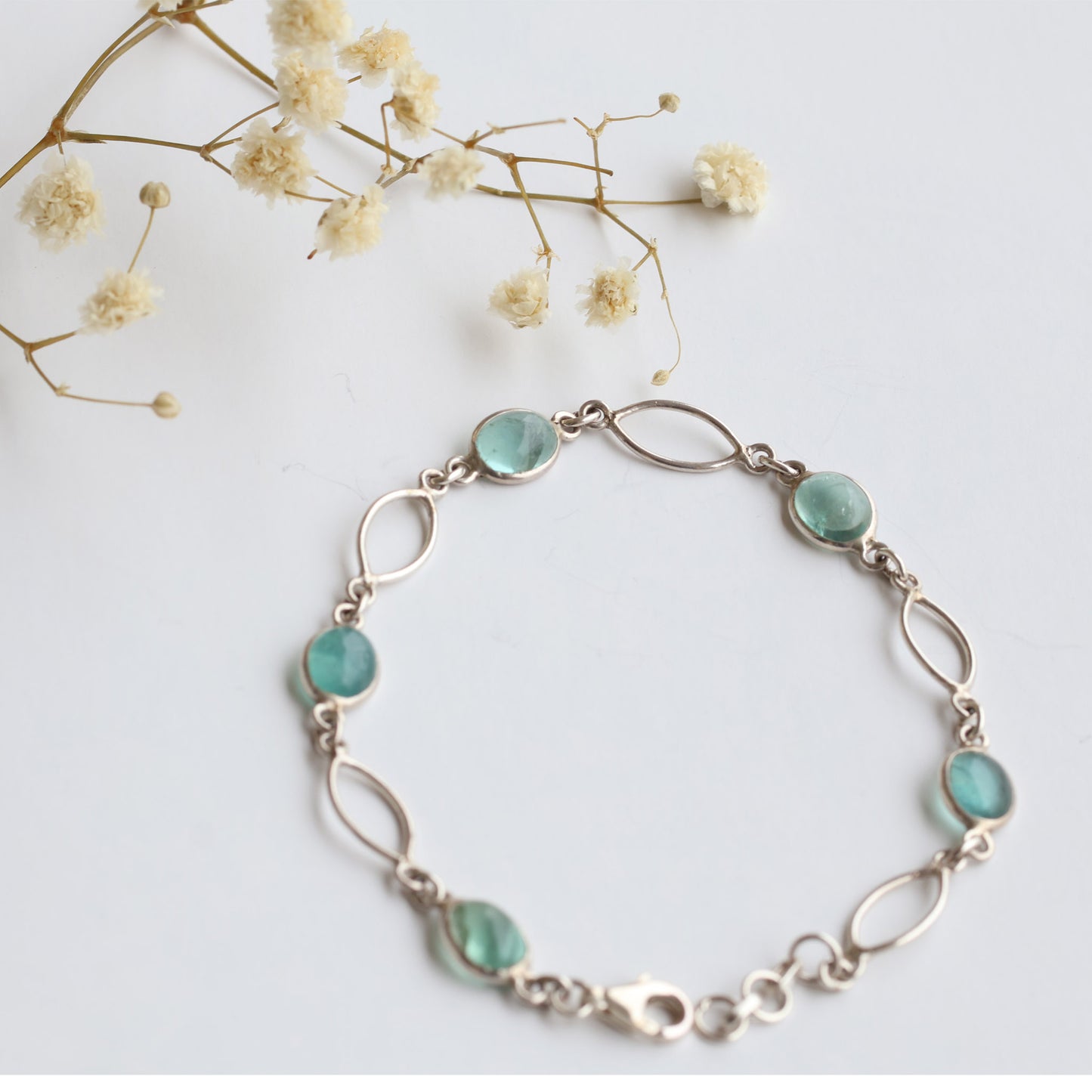 Dainty Silver Aquamarine Bracelet