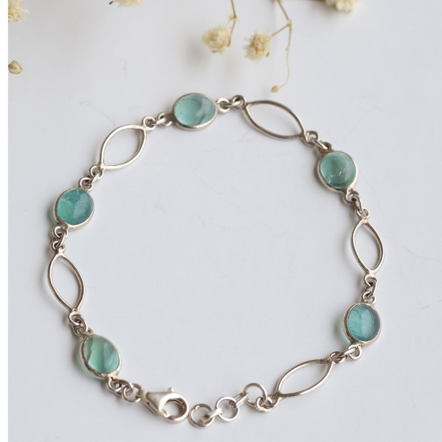 Dainty Silver Aquamarine Bracelet