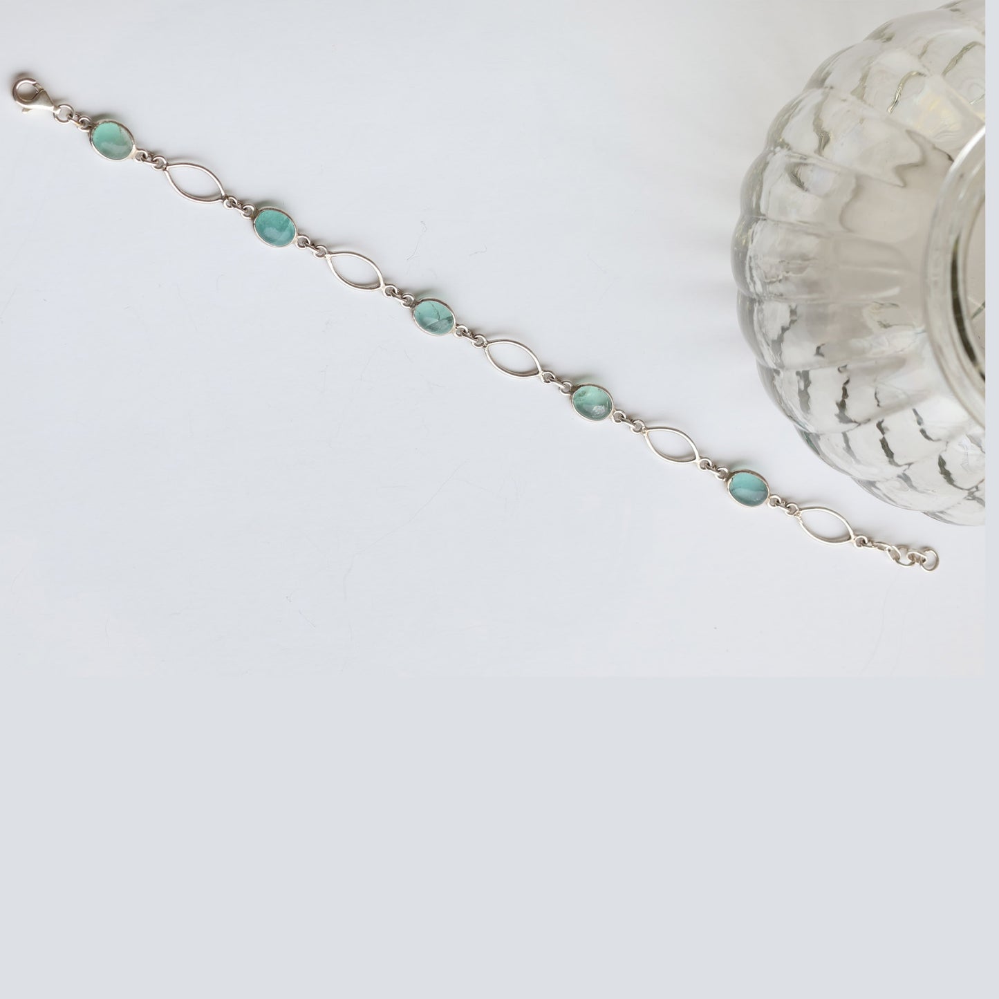 Dainty Silver Aquamarine Bracelet