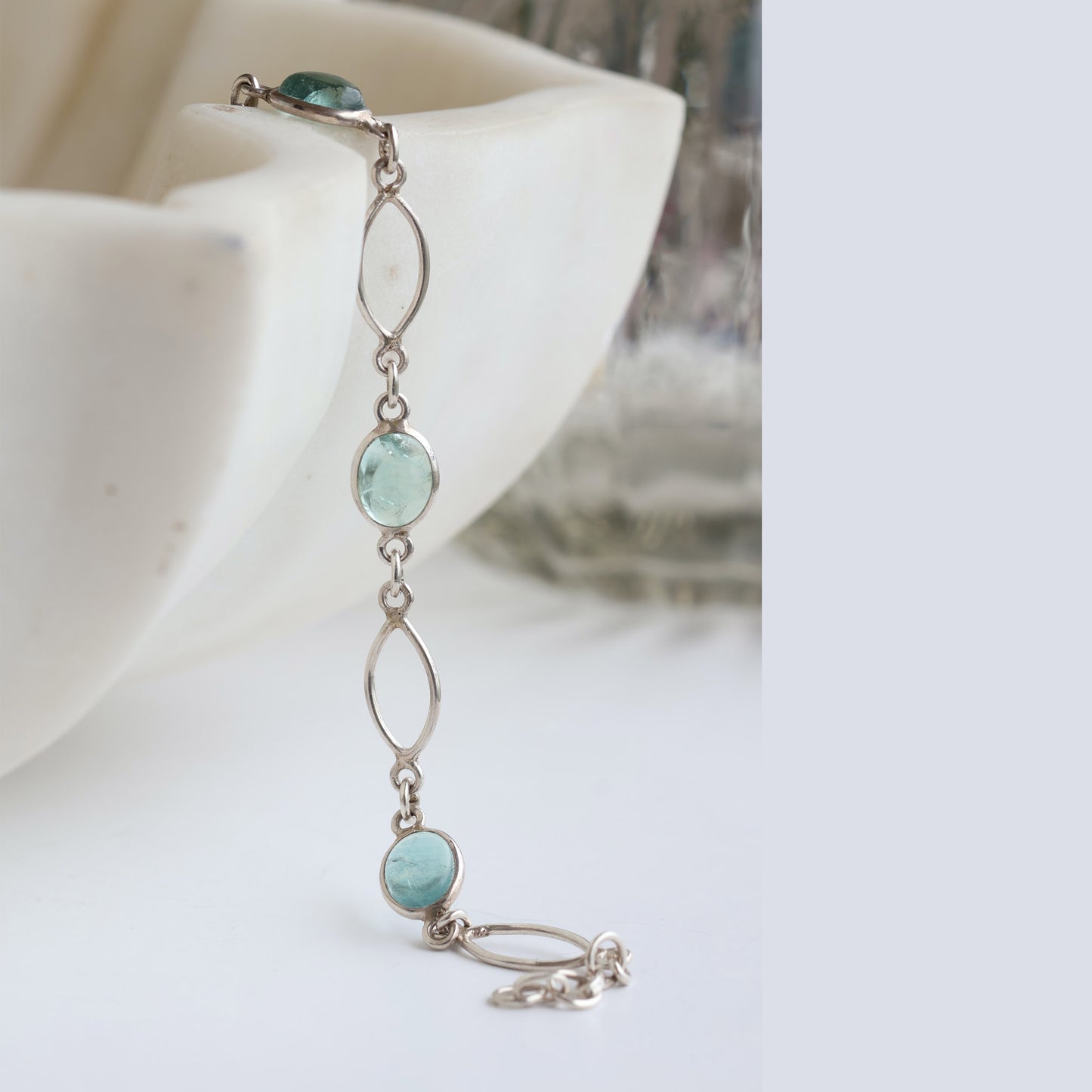 Dainty Silver Aquamarine Bracelet