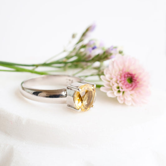 Cushion Cut Citrine Ring