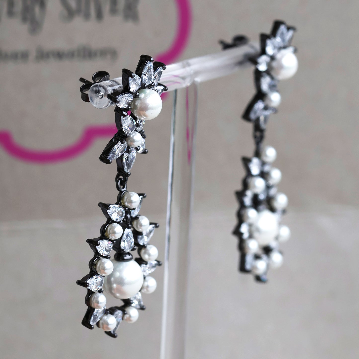 Exquisite Pearl & Cubic Zirconia Earrings