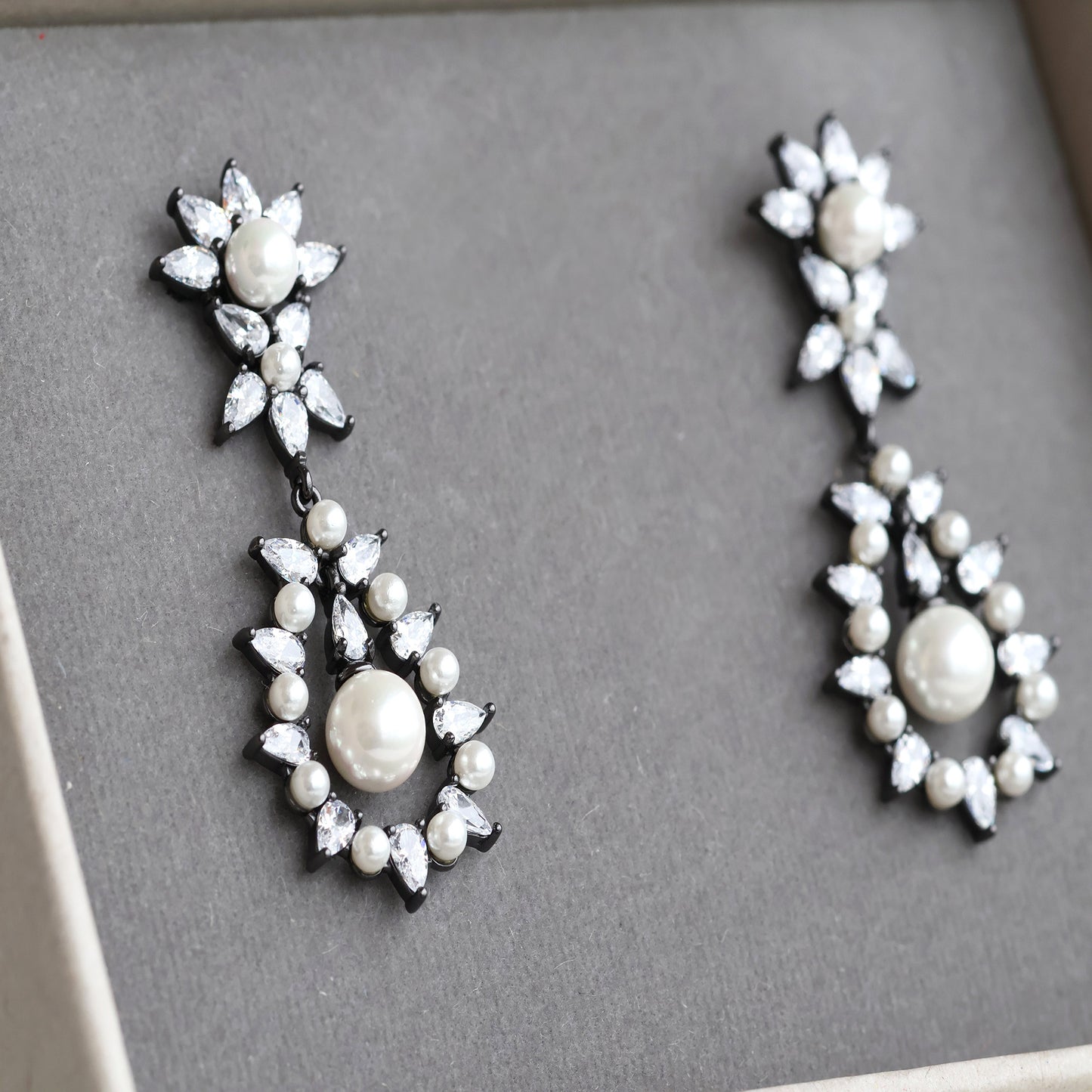 Exquisite Pearl & Cubic Zirconia Earrings