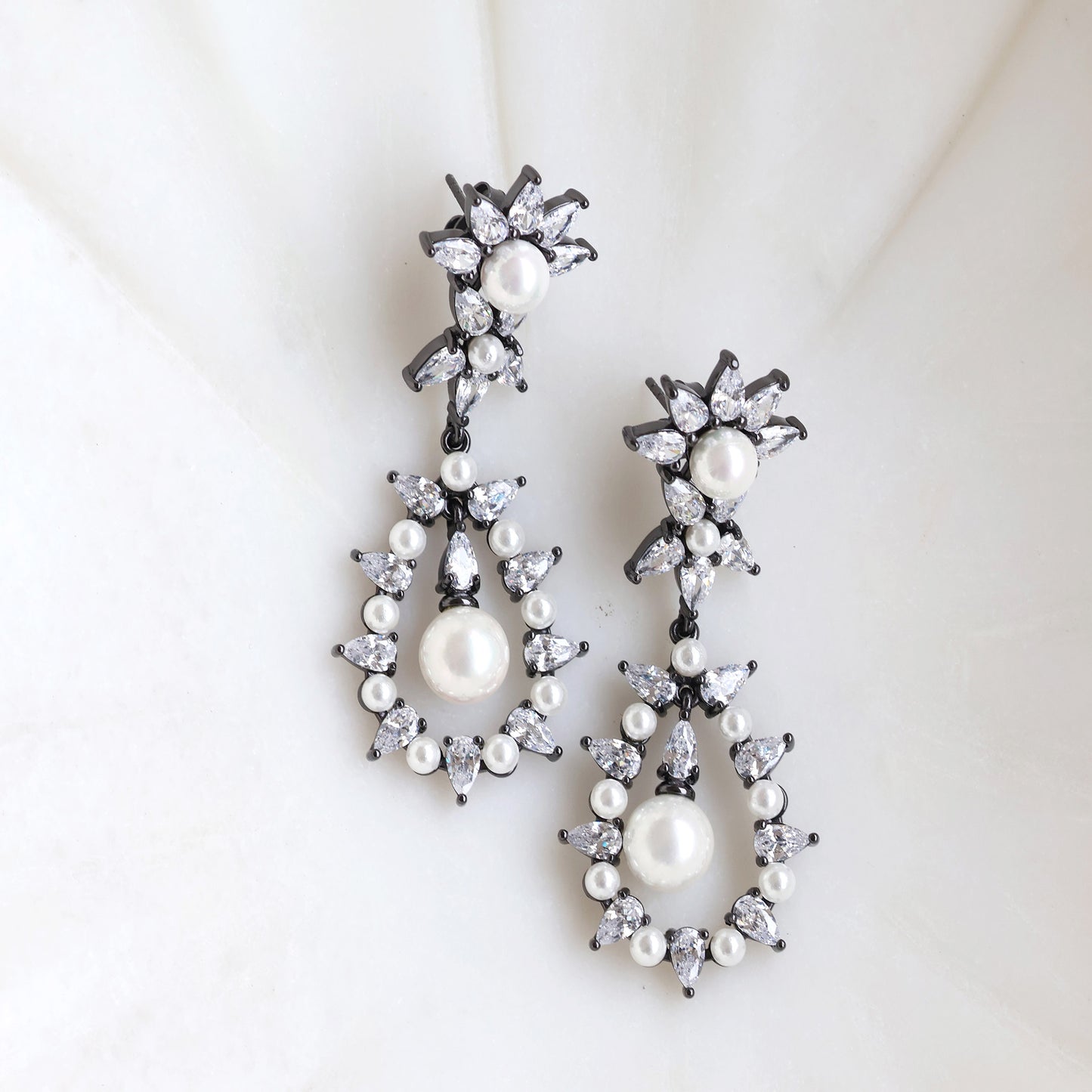 Exquisite Pearl & Cubic Zirconia Earrings