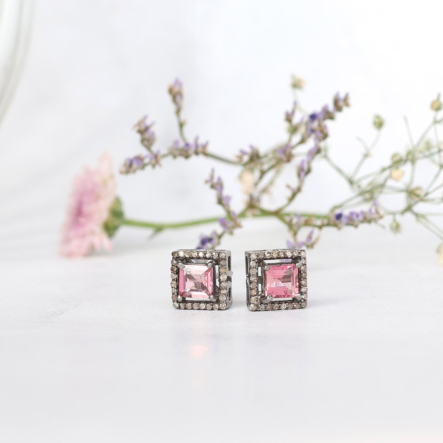 Tourmaline Diamond Studs