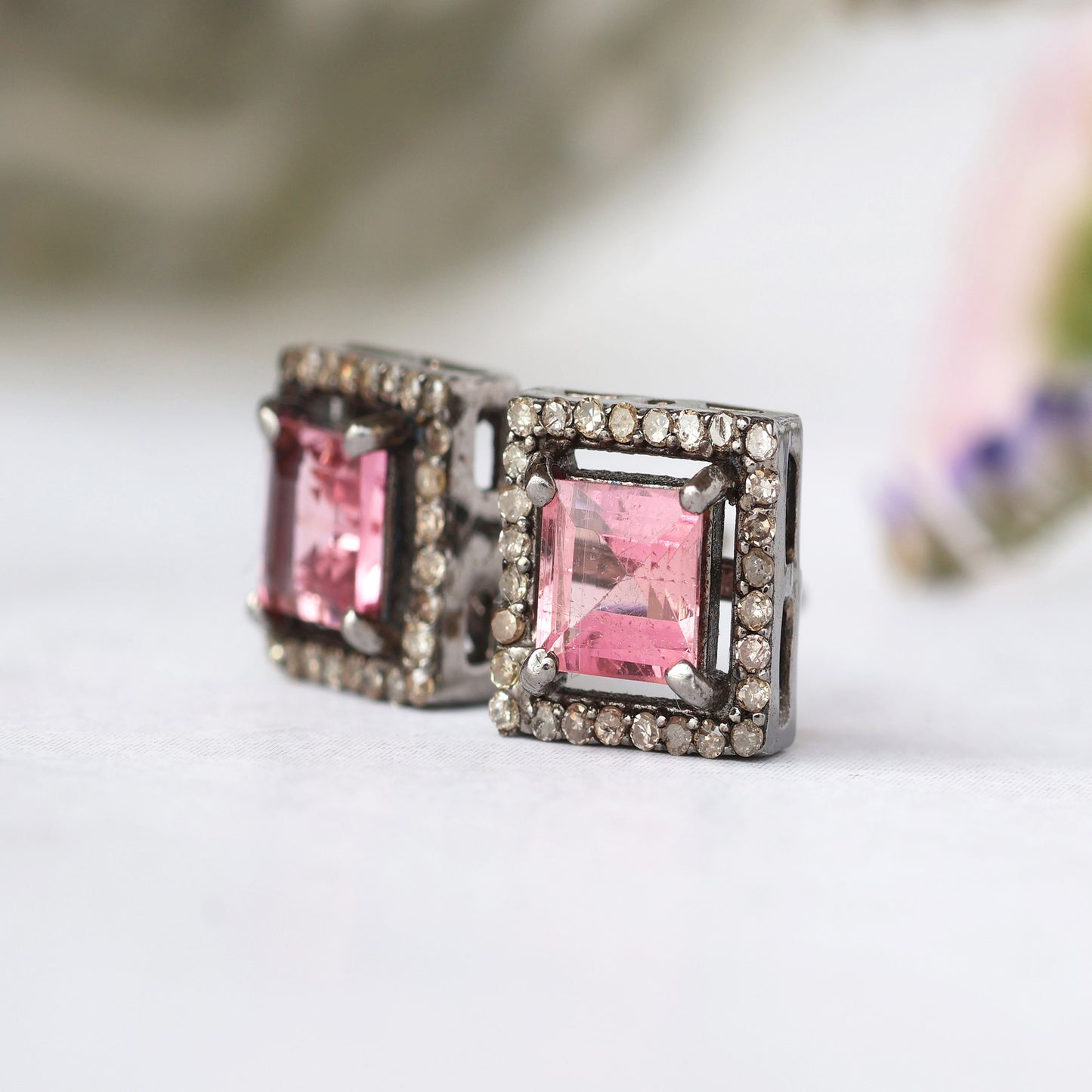 Tourmaline Diamond Studs