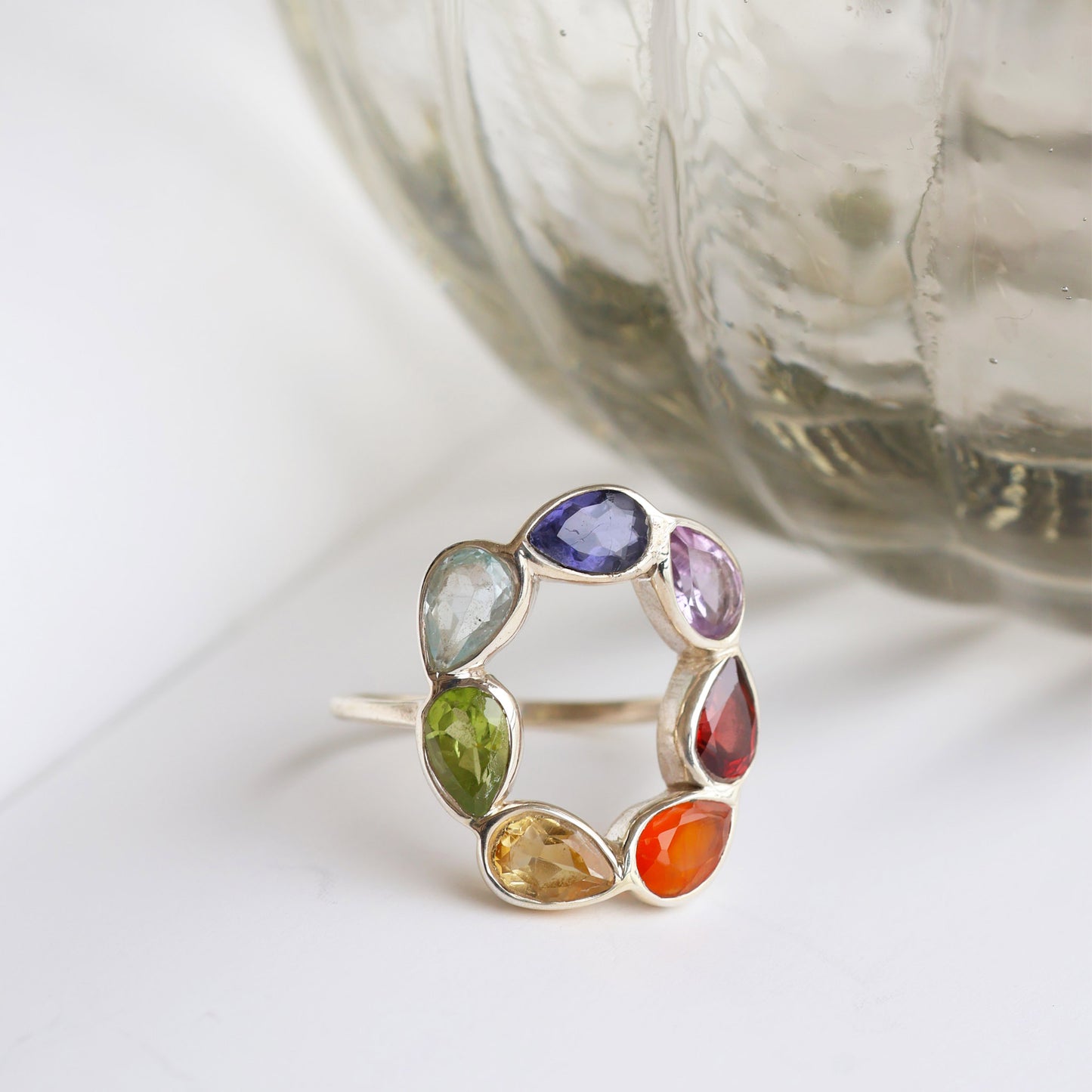 Multicoloured Gemstones Ring (Oval)