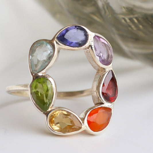 Multicoloured Gemstones Ring (Oval)