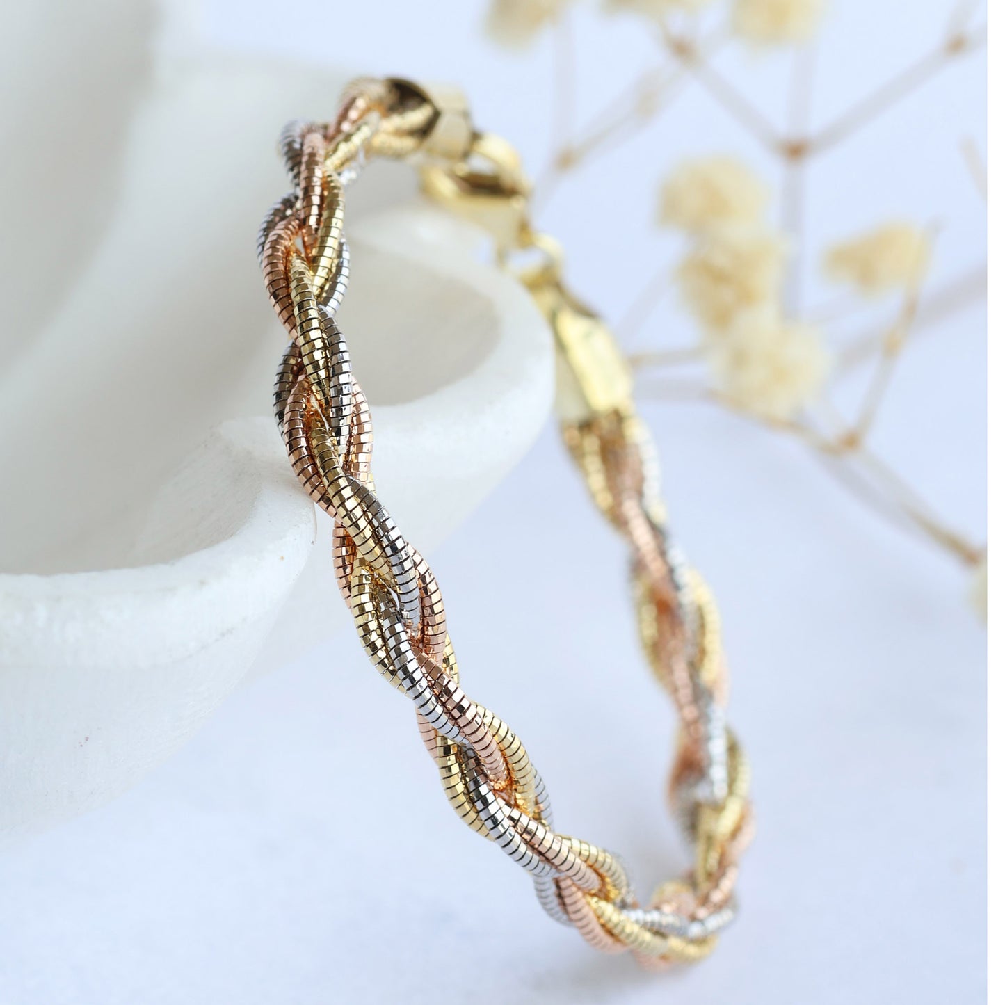 Rose Gold Silver Twisted Bracelet