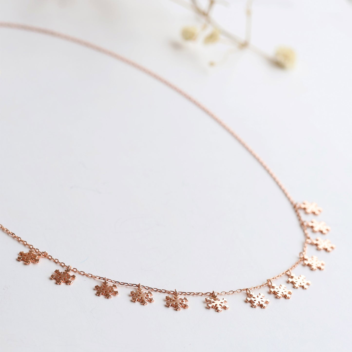 Rose Gold Plated Snowflake Necklace