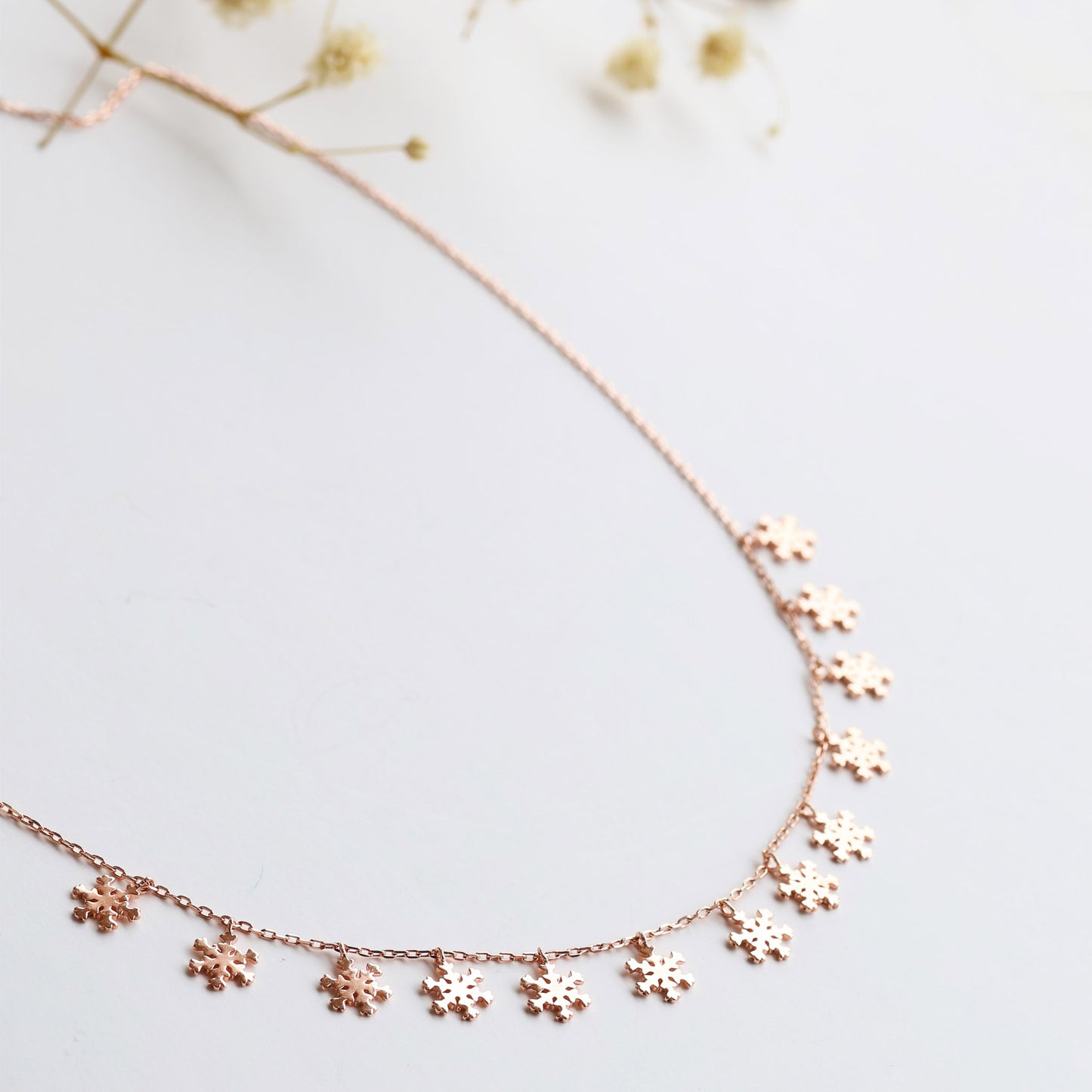 Rose Gold Plated Snowflake Necklace