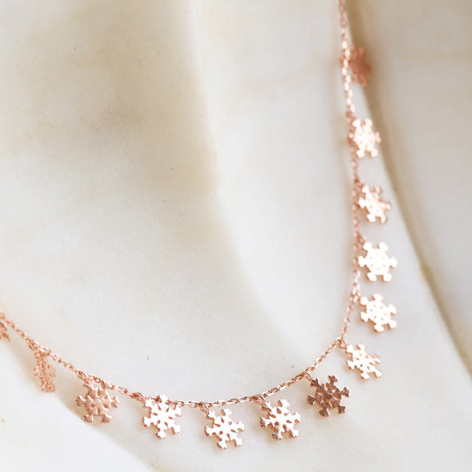 Rose Gold Plated Snowflake Necklace