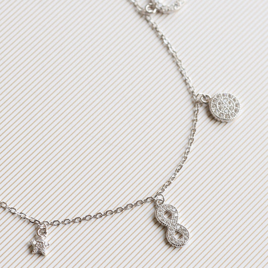 Silver Bracelet with Charms