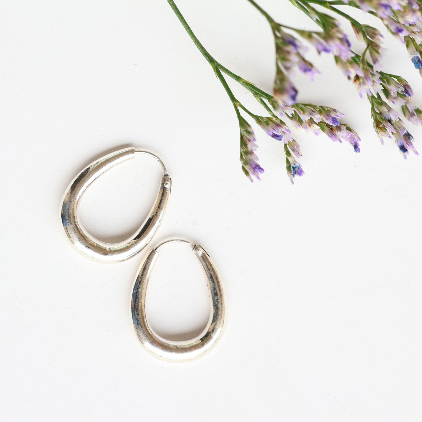 Big Silver Oval Earrings