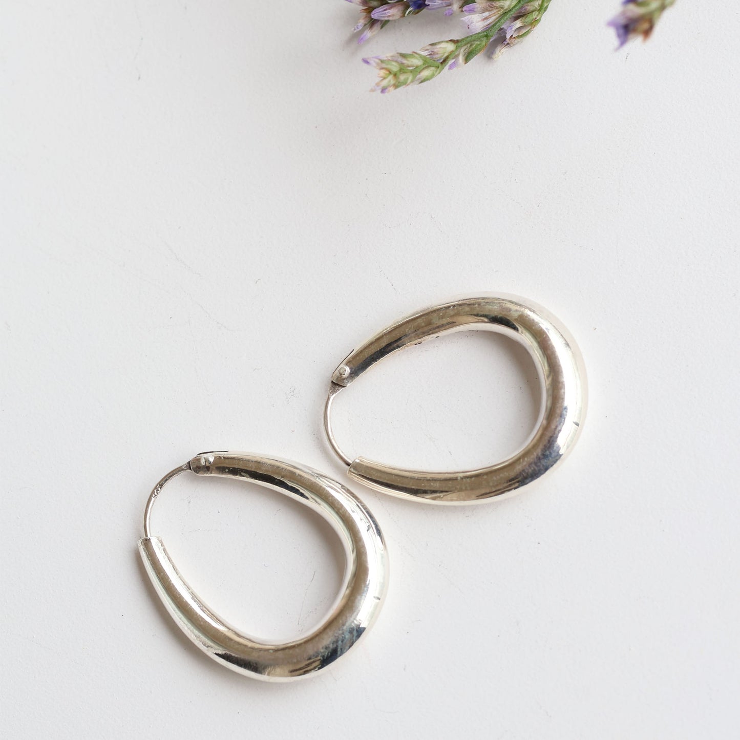 Big Silver Oval Earrings