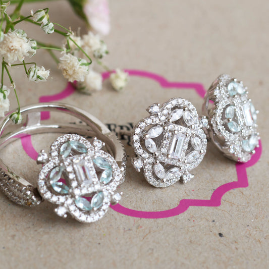 Silver & Cubic Zirconia Earrings and Ring Set